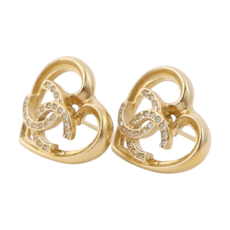 CHANEL 金屬/水鑽Earrings金扣耳環-1