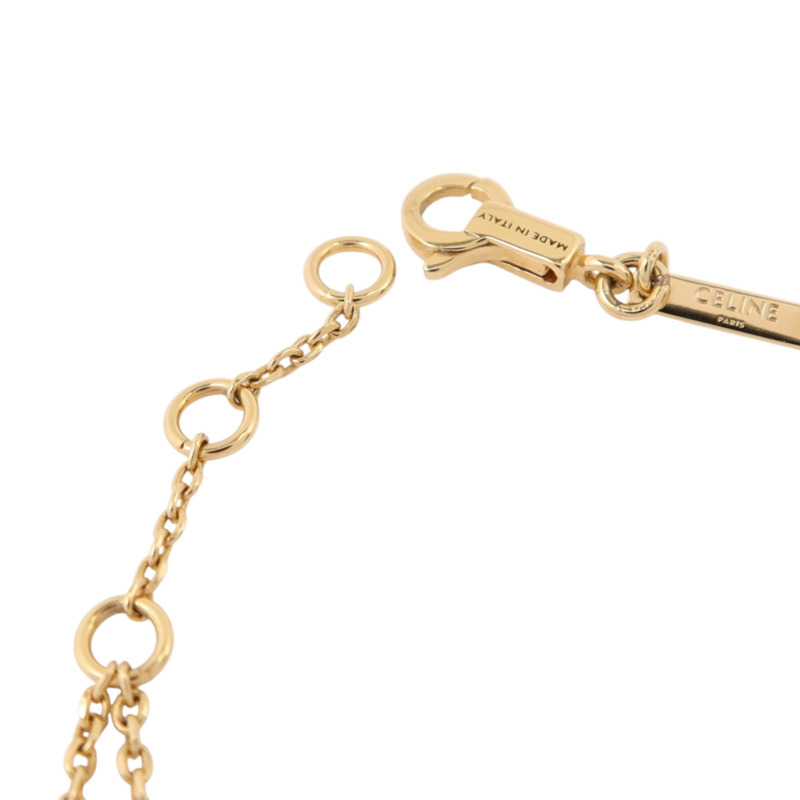 CELINE 金屬/仿珍珠Triomphe Multi Bracelet金扣手鏈-5