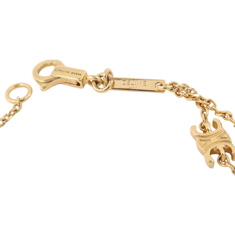 CELINE 金屬/仿珍珠Triomphe Multi Bracelet金扣手鏈-7
