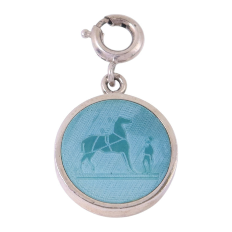 HERMES 金屬Vintage Horse Berlock銀扣掛飾-0
