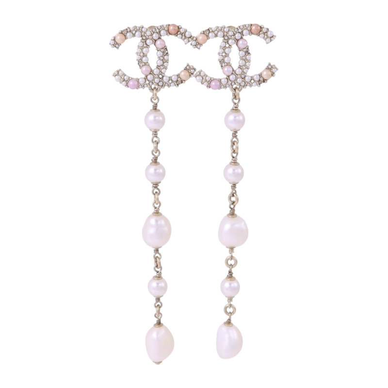 CHANEL 金屬/PVC/水鑽Earrings金扣耳環-0