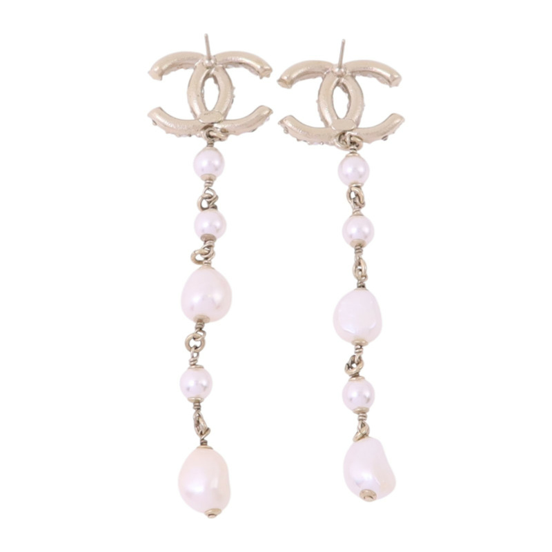 CHANEL 金屬/PVC/水鑽Earrings金扣耳環-2