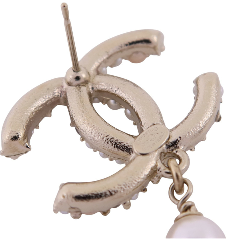 CHANEL 金屬/PVC/水鑽Earrings金扣耳環-5