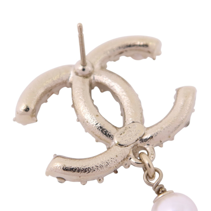 CHANEL 金屬/PVC/水鑽Earrings金扣耳環-6