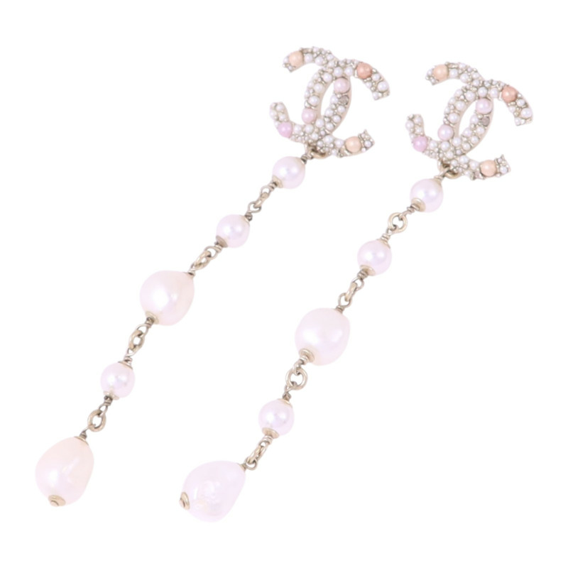 CHANEL 金屬/PVC/水鑽Earrings金扣耳環-8