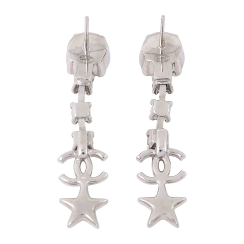 CHANEL 金屬/水鑽Earrings銀扣耳環-2