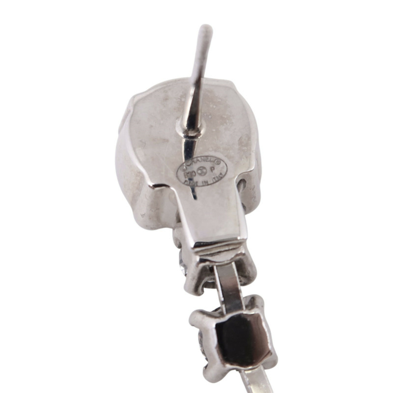 CHANEL 金屬/水鑽Earrings銀扣耳環-5