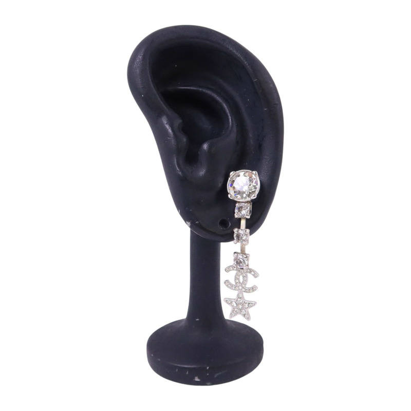 CHANEL 金屬/水鑽Earrings銀扣耳環-7