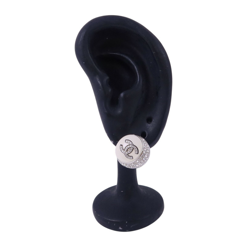 CHANEL 金屬/PVC/水鑽Earrings銀扣耳環-7