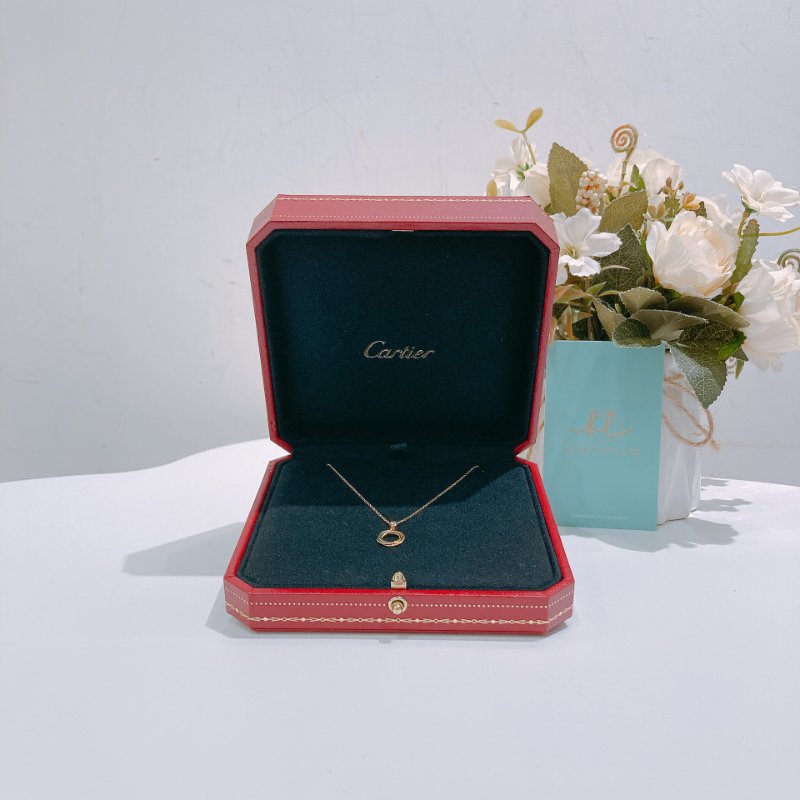 TW4713 Cartier 卡地亞 三色圈帶鑽 18k玫瑰金項鍊Trinty Diamond Au750 18k Gold/Sliver Necklace-0
