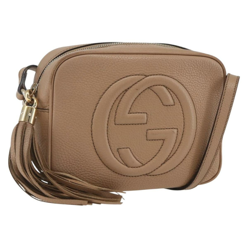 【日本直送】GUCCI Soho 肩背包 皮革 米色 金色 308364 正品 bs32892-0