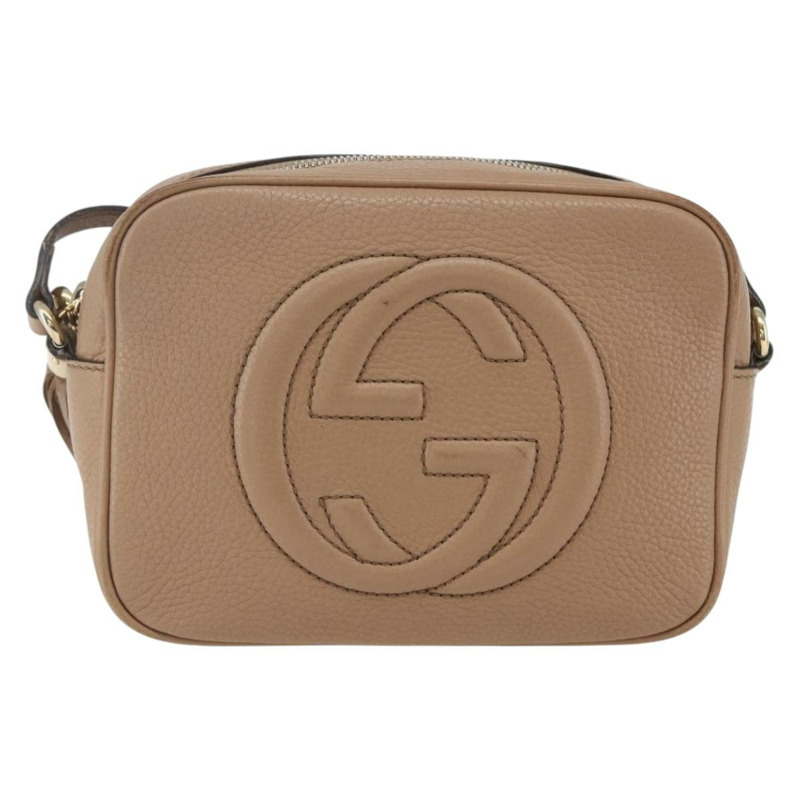 【日本直送】GUCCI Soho 肩背包 皮革 米色 金色 308364 正品 bs32892-12