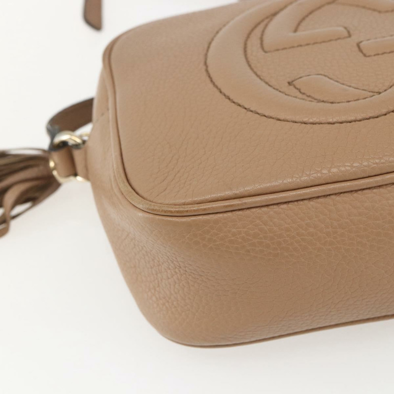 【日本直送】GUCCI Soho 肩背包 皮革 米色 金色 308364 正品 bs32892-14