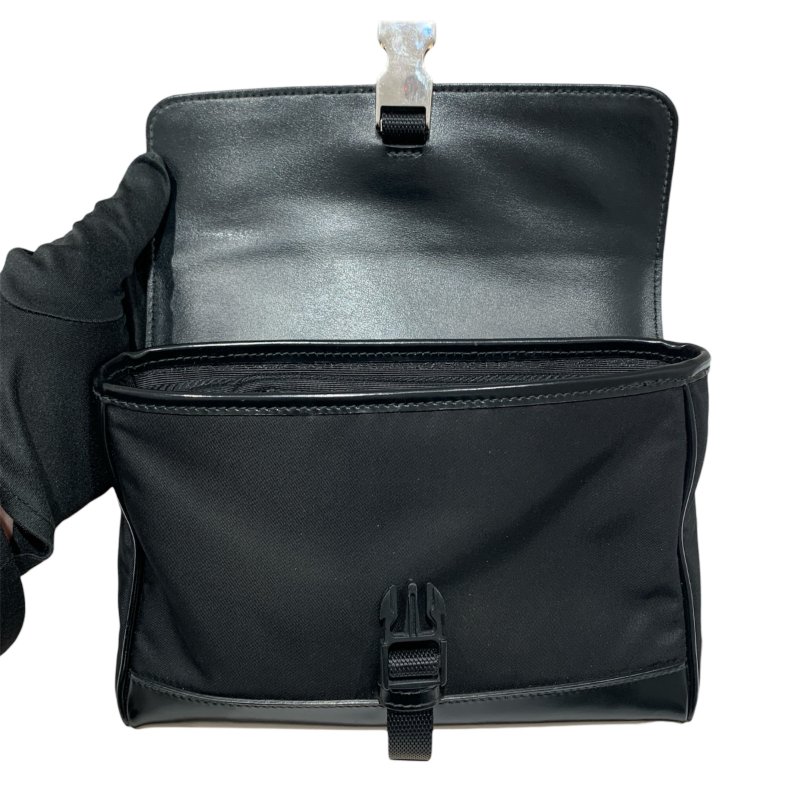 PRADA 普拉達 ECONYL 再生尼龍 側背包 手機包 黑色 銀釦-7