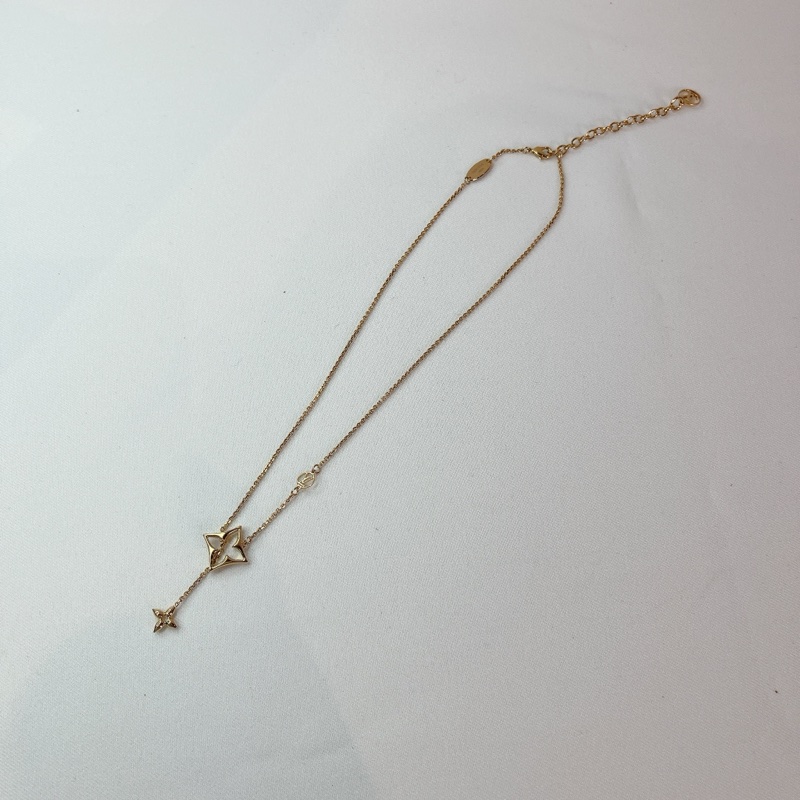 莉亞精品♡ LV M01234 鏤空花項鍊 金色 二手-0