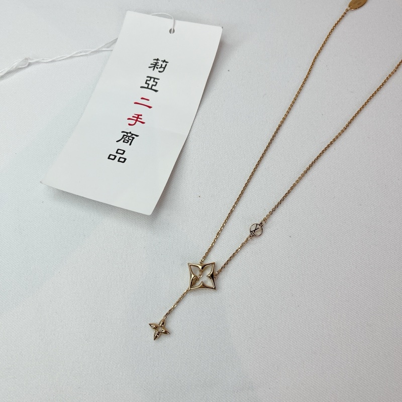 莉亞精品♡ LV M01234 鏤空花項鍊 金色 二手-2