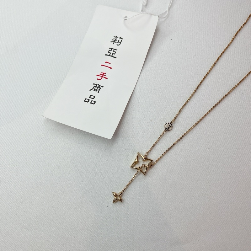 莉亞精品♡ LV M01234 鏤空花項鍊 金色 二手-5