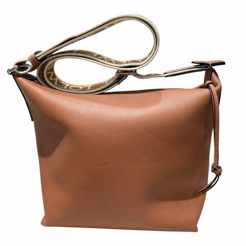 LOEWE CUBI 背帶LOGO側背包 棕色