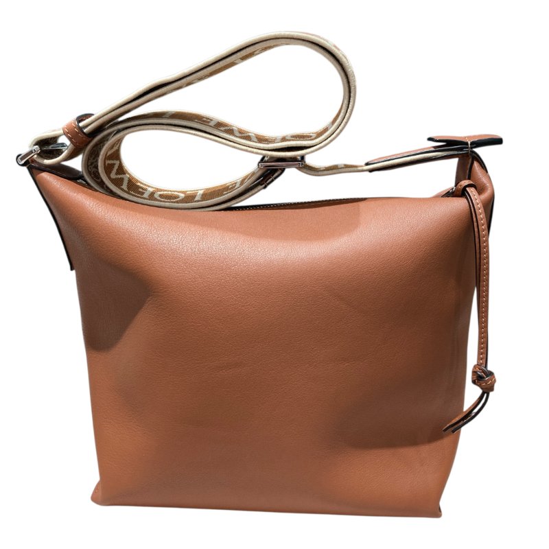 LOEWE CUBI 背帶LOGO側背包 棕色-0
