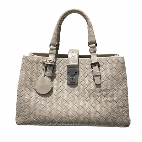 BOTTEGA VENETA LIGHT GREY ROMA 2WAY BAG 皮革編織包 手提/斜背兩用包