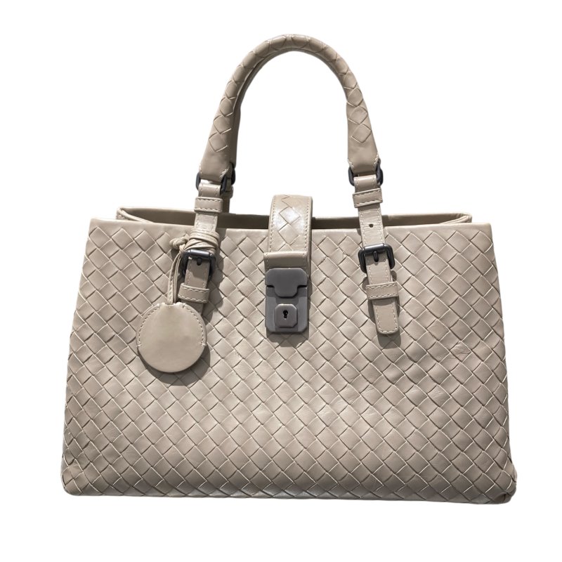 BOTTEGA VENETA LIGHT GREY ROMA 2WAY BAG 皮革編織包 手提/斜背兩用包-0
