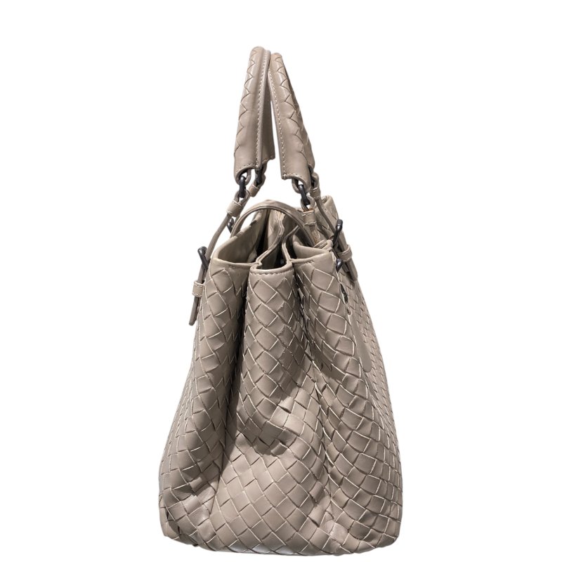 BOTTEGA VENETA LIGHT GREY ROMA 2WAY BAG 皮革編織包 手提/斜背兩用包-2