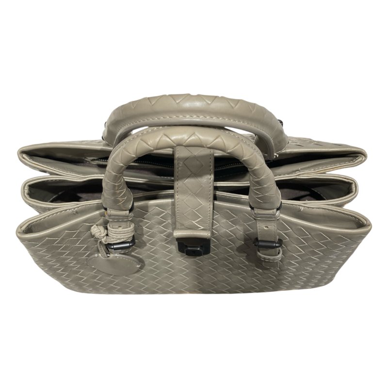 BOTTEGA VENETA LIGHT GREY ROMA 2WAY BAG 皮革編織包 手提/斜背兩用包-4
