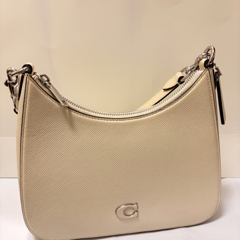 Coach Cary 單肩包 荔枝紋皮革 象牙白 附兩款肩袋-0