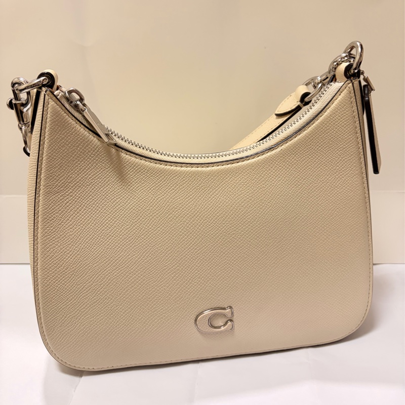 Coach Cary 單肩包 荔枝紋皮革 象牙白 附兩款肩袋-10