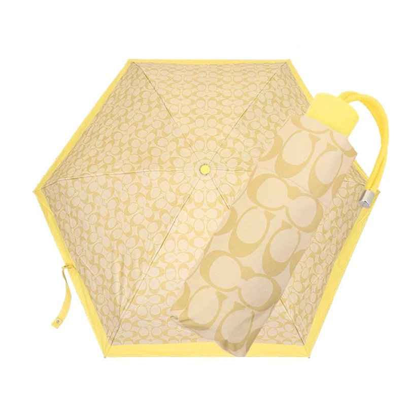 【COACH】滿版LOGO抗UV折疊傘-卡其色-2