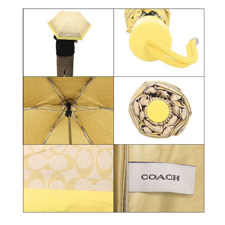 【COACH】滿版LOGO抗UV折疊傘-卡其色-3