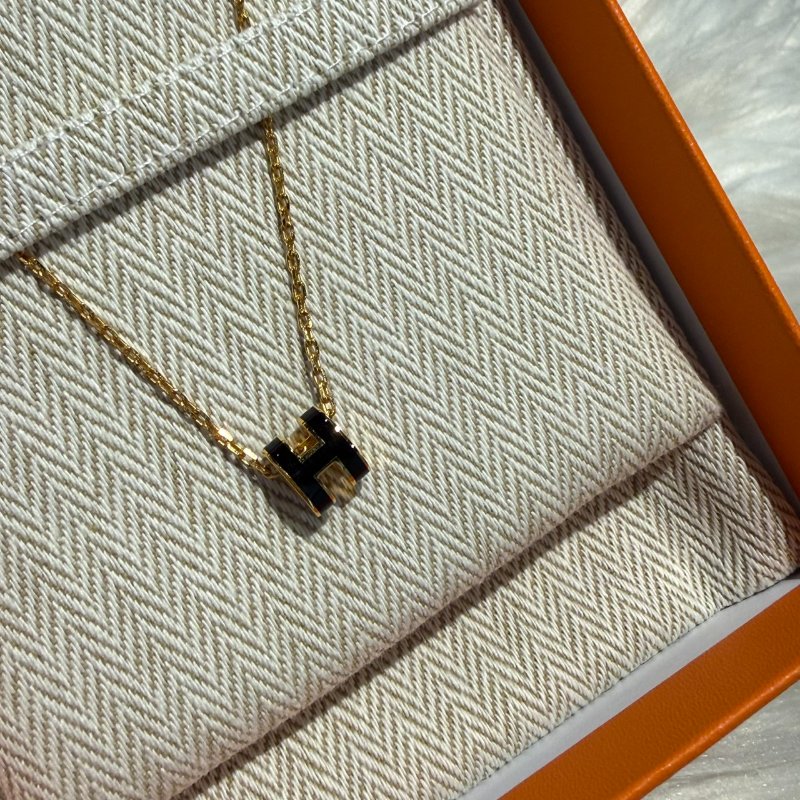 全新 愛馬仕 mini pop H 小H項鍊 黑金-1