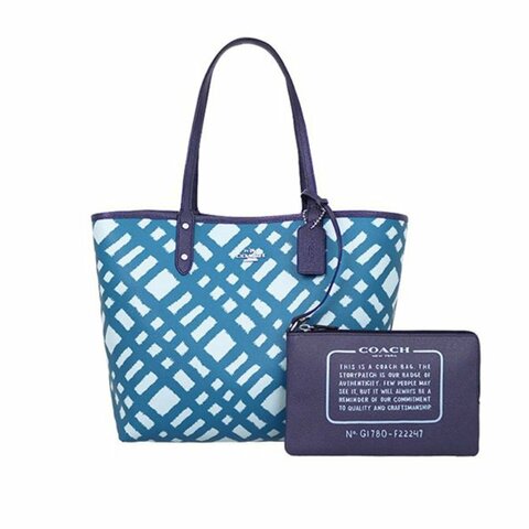 【COACH】雙面可用托特母子包-深藍色