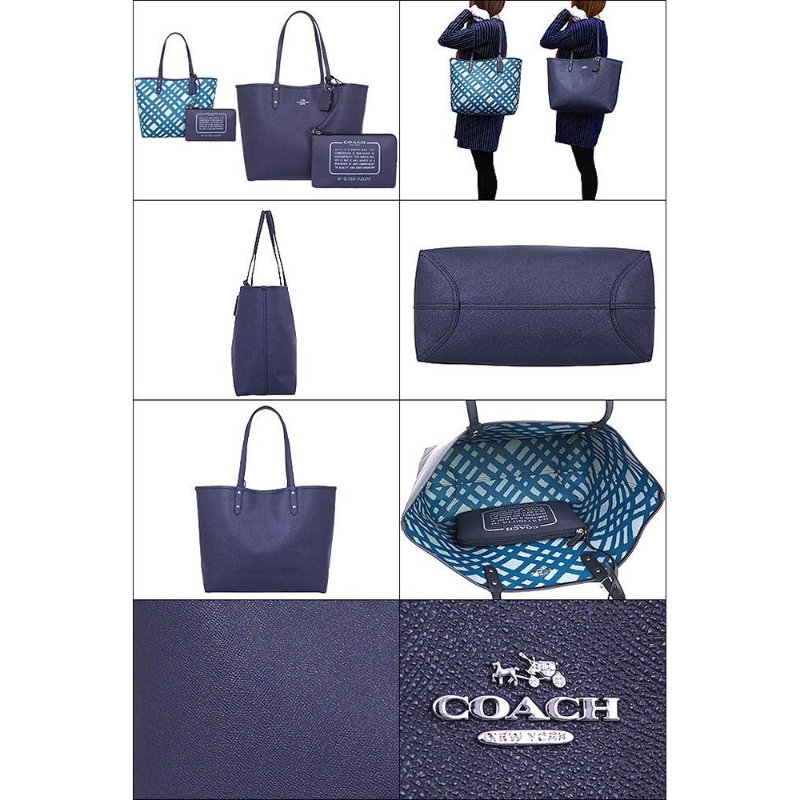 【COACH】雙面可用托特母子包-深藍色-2