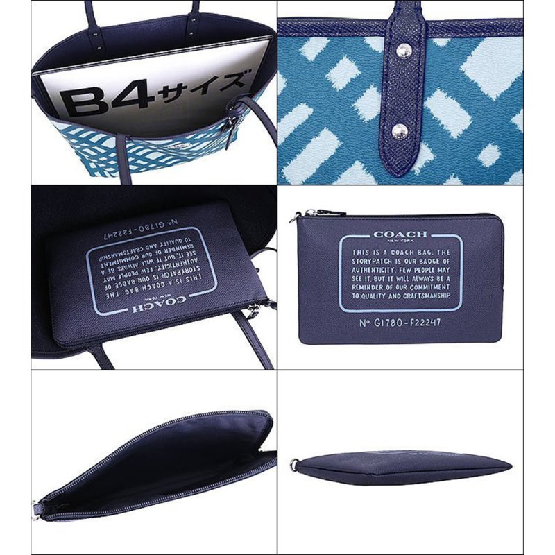 【COACH】雙面可用托特母子包-深藍色-3