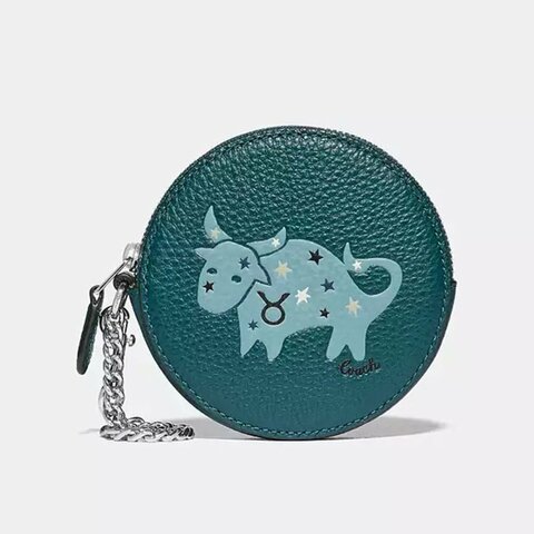 【COACH】圓形牛皮零錢包-金牛座