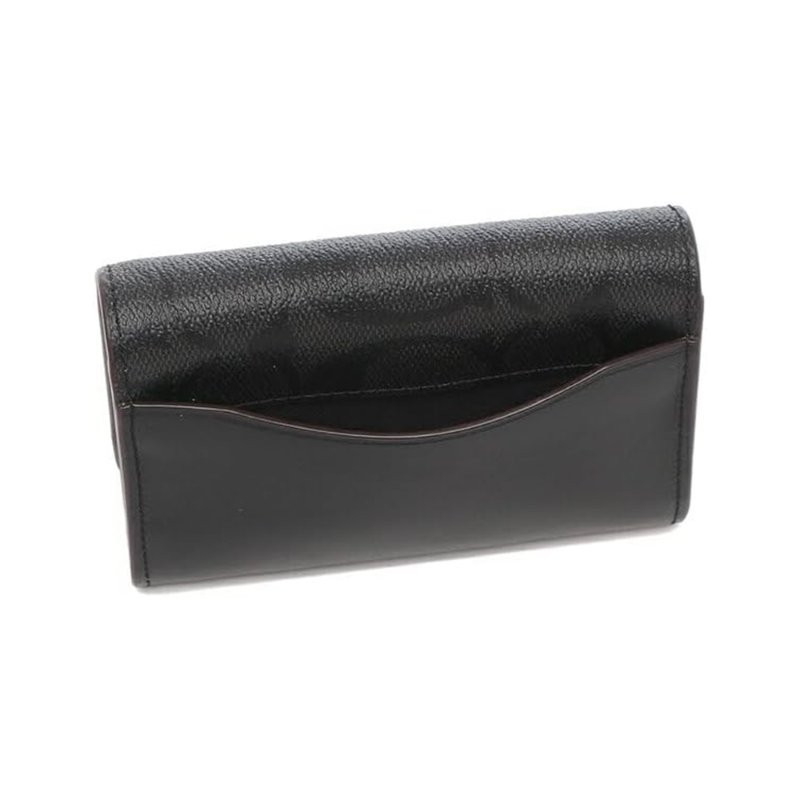 【COACH】滿版LOGO對開卡片名片夾-黑灰色-1