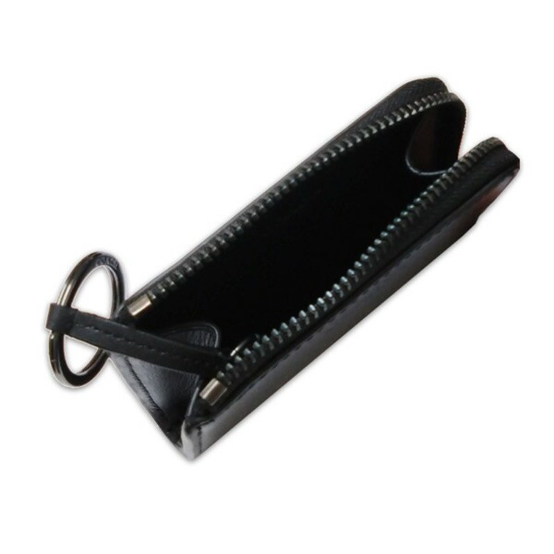 【COACH】鑰匙扣環拉鍊零錢包-黑色-2