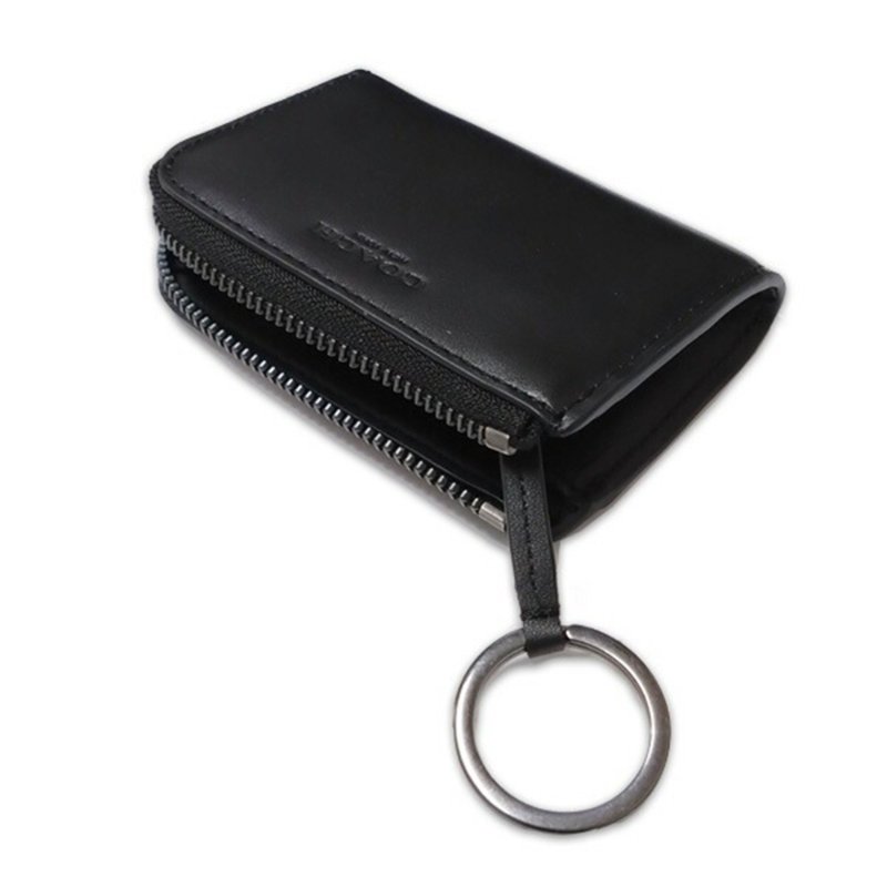 【COACH】鑰匙扣環拉鍊零錢包-黑色-3
