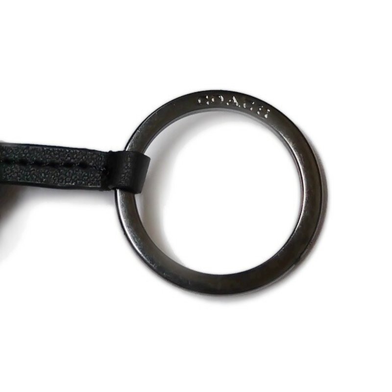 【COACH】鑰匙扣環拉鍊零錢包-黑色-4