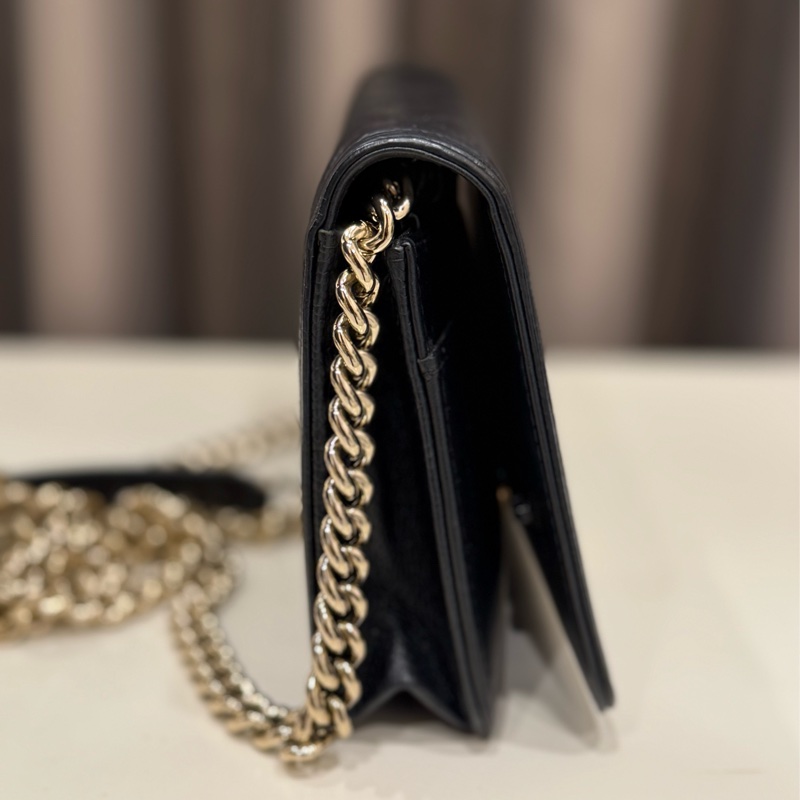 CHANEL香奈兒BOYWOC金色牛皮金鏈肩背包-7