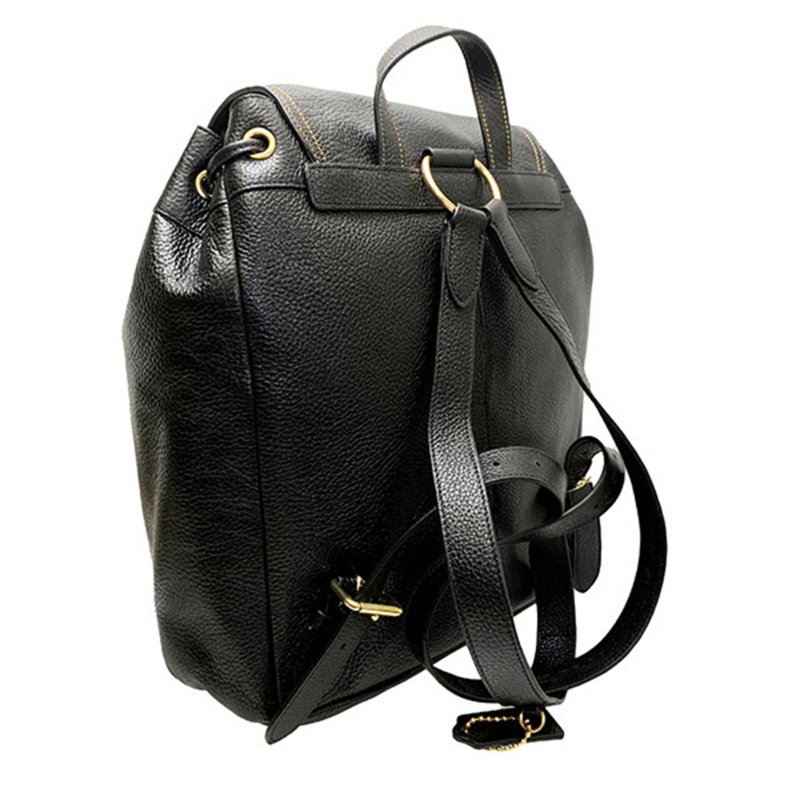 【COACH】荔枝紋皮革後背包-黑色-3