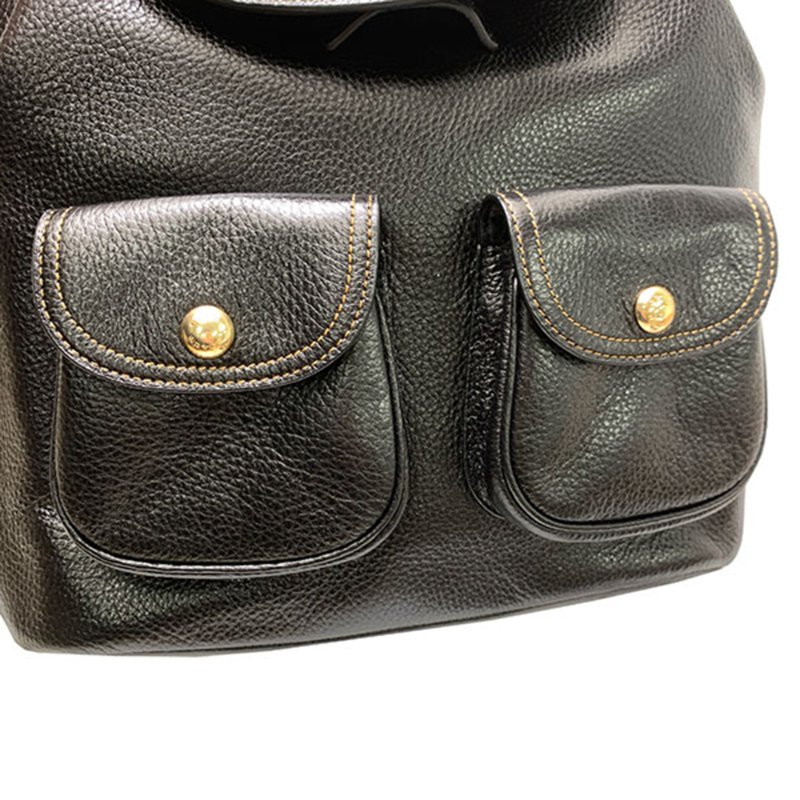 【COACH】荔枝紋皮革後背包-黑色-4