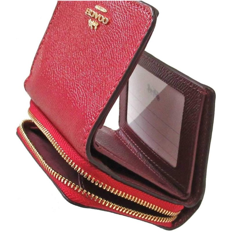 【COACH】防刮皮革三折短夾-紅色-4