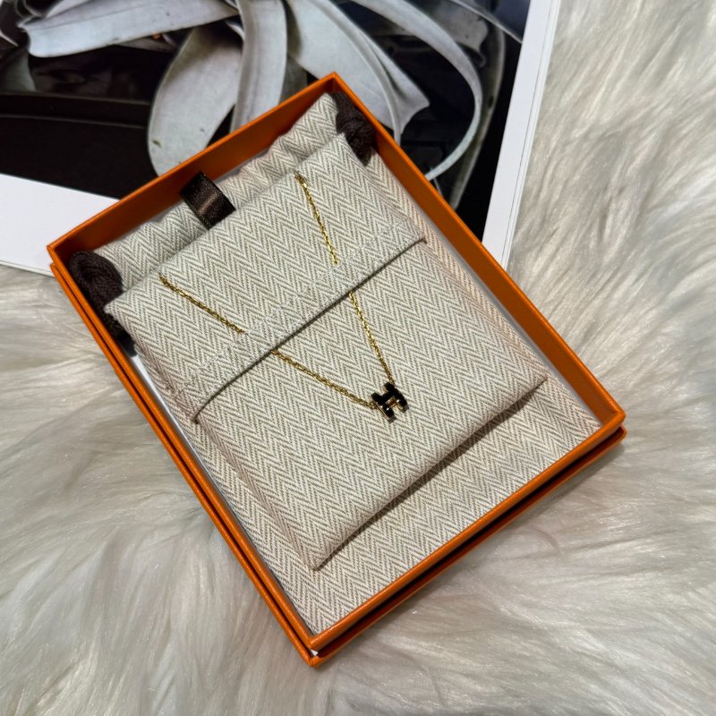 全新 愛馬仕 mini pop H 小H項鍊 黑金-0