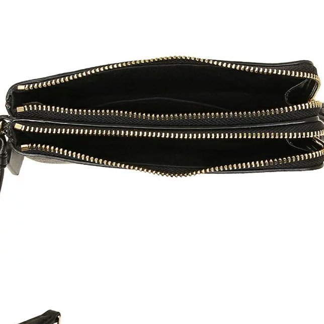 【COACH】滿版LOGO皮革L型雙層手拿包-咖啡色-2