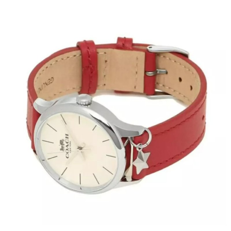 【COACH】皮革綴飾腕錶-紅色-2