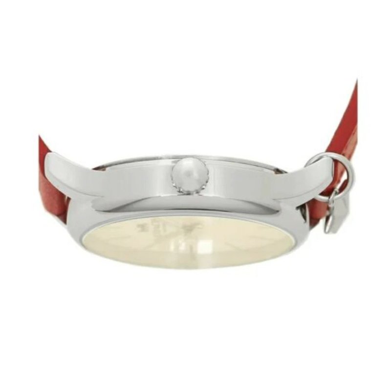 【COACH】皮革綴飾腕錶-紅色-3