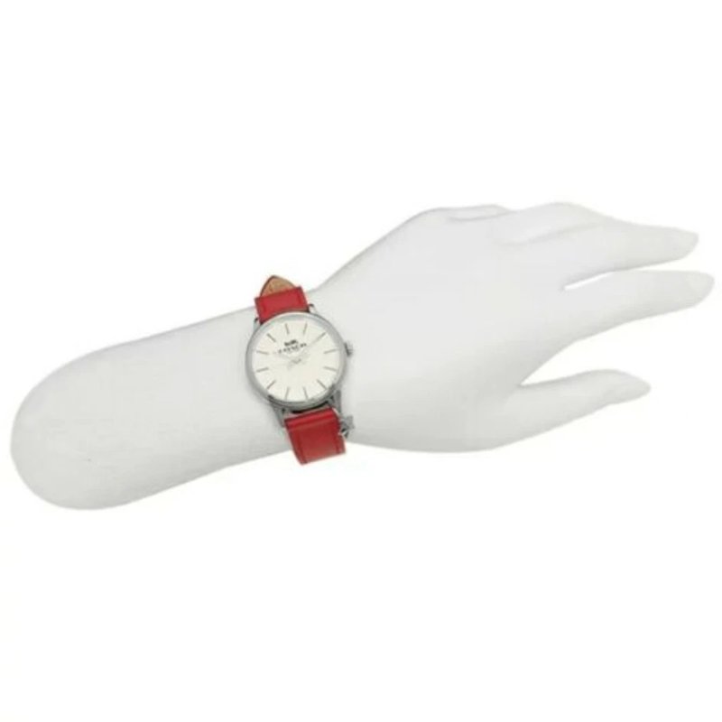 【COACH】皮革綴飾腕錶-紅色-4