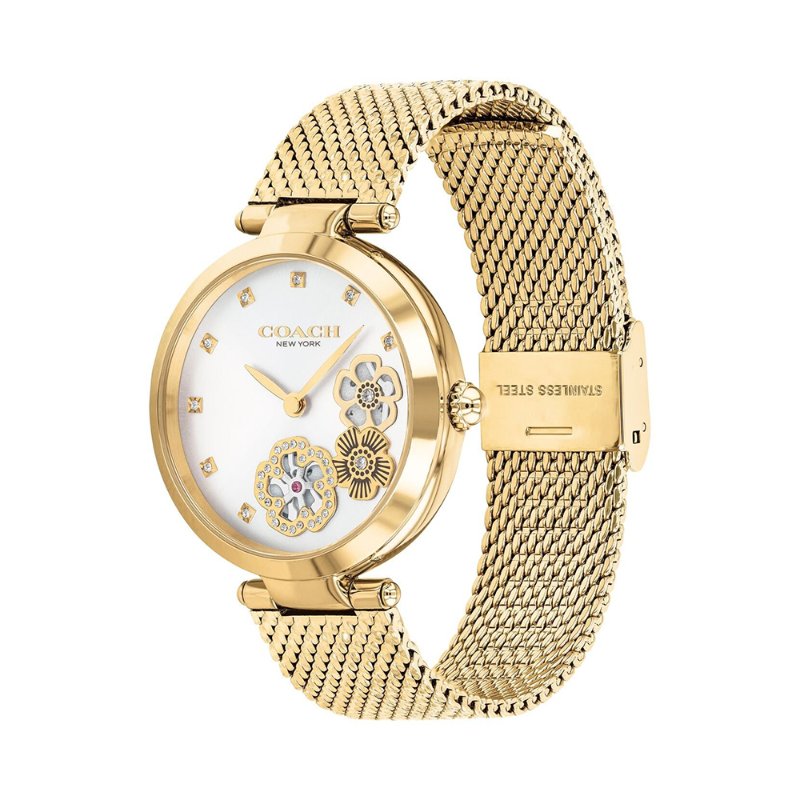 【COACH】花朵鑲鑽腕錶-金色-1